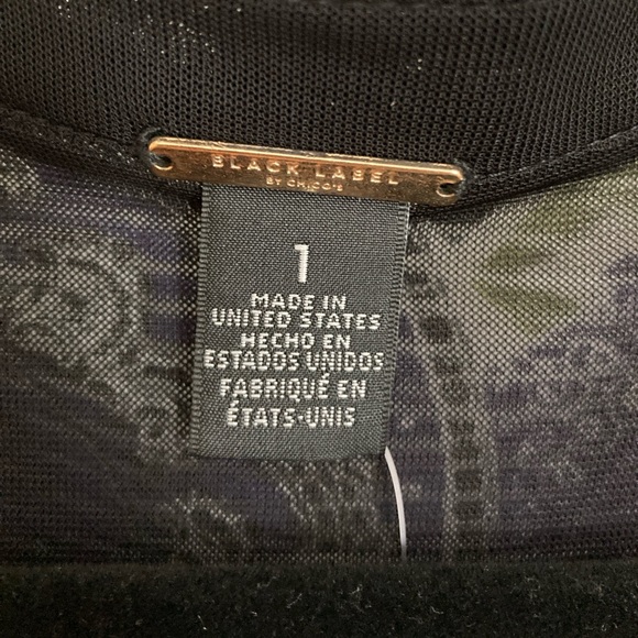 Chico's Black Label, Size 1 , Printed Mesh Cardigan, Woven Top Multi Color - Picture 9 of 13